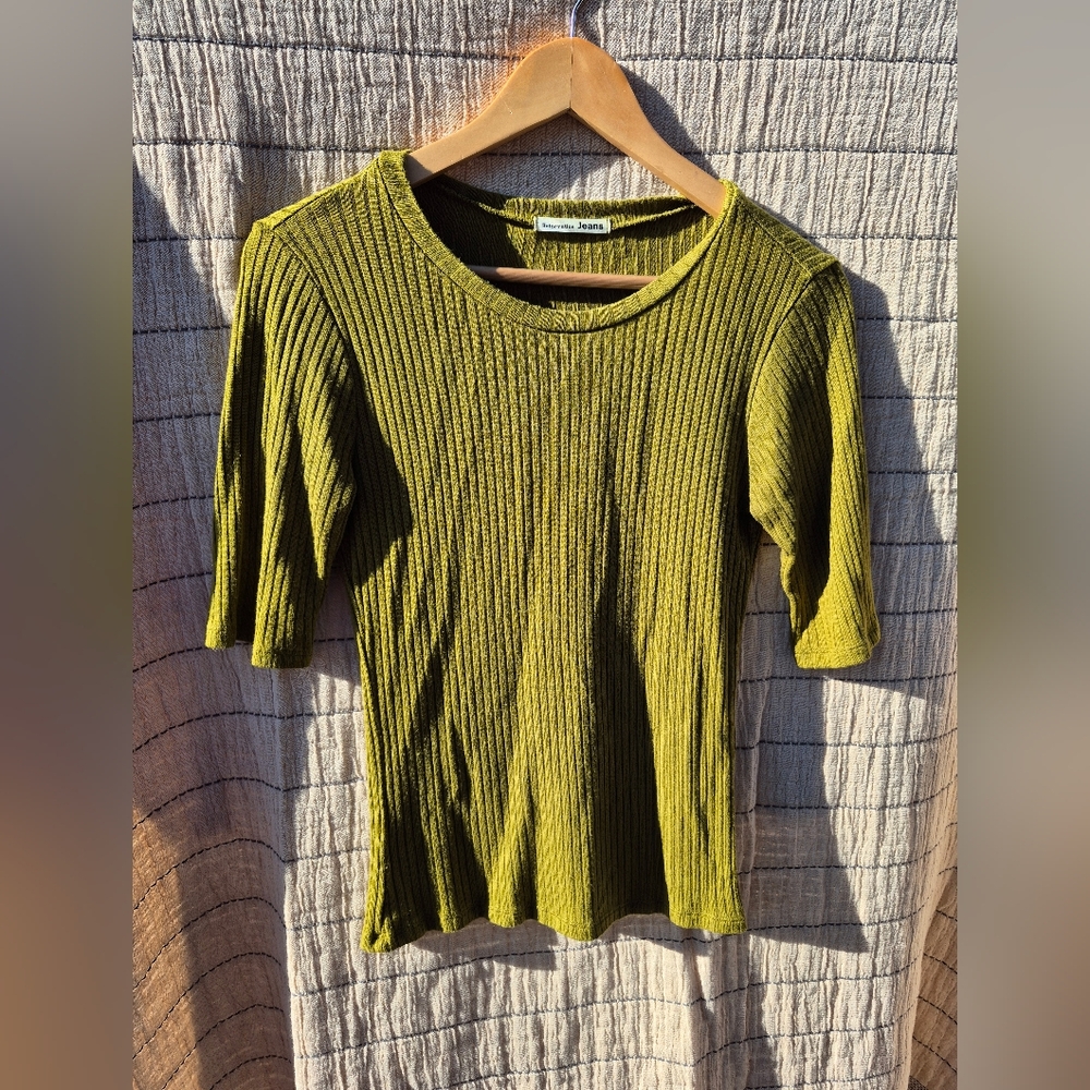 Reformation Green Knit Short Sleeve Top